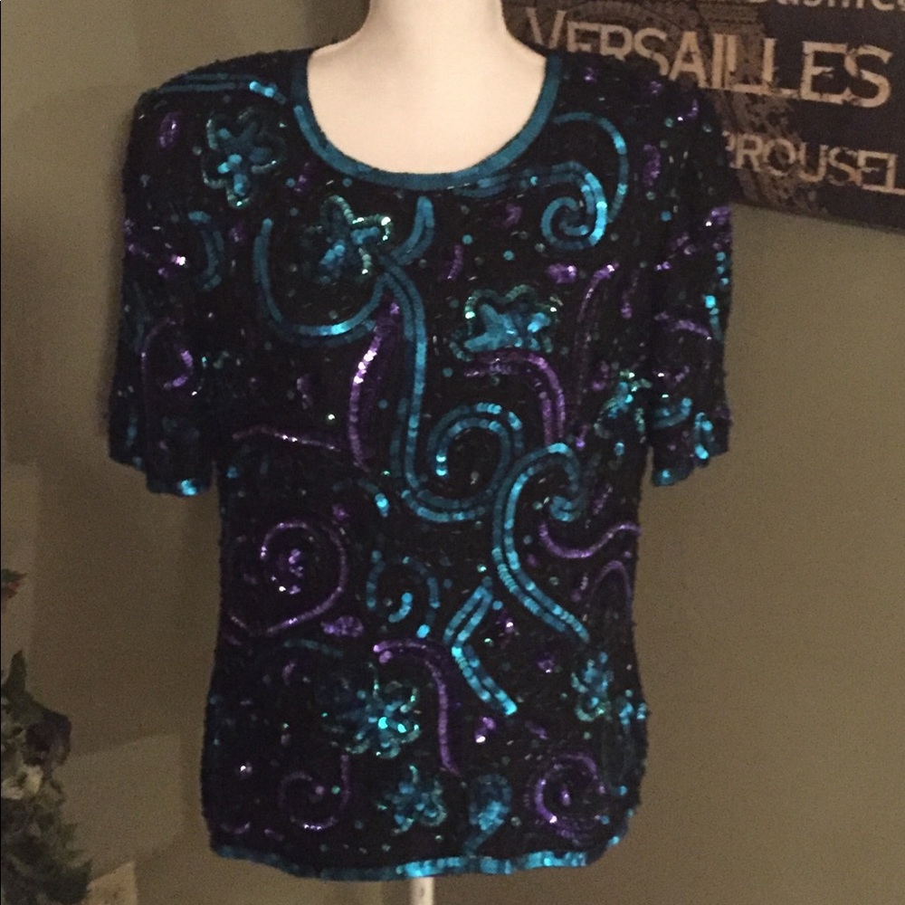 Vintage Lawrence Kazar Sequined Blouse
